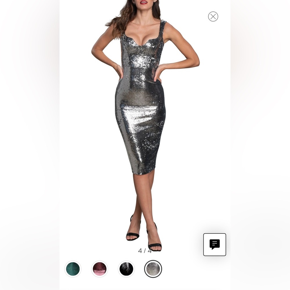 Dress the Population Silver Sequin Sloane Dress